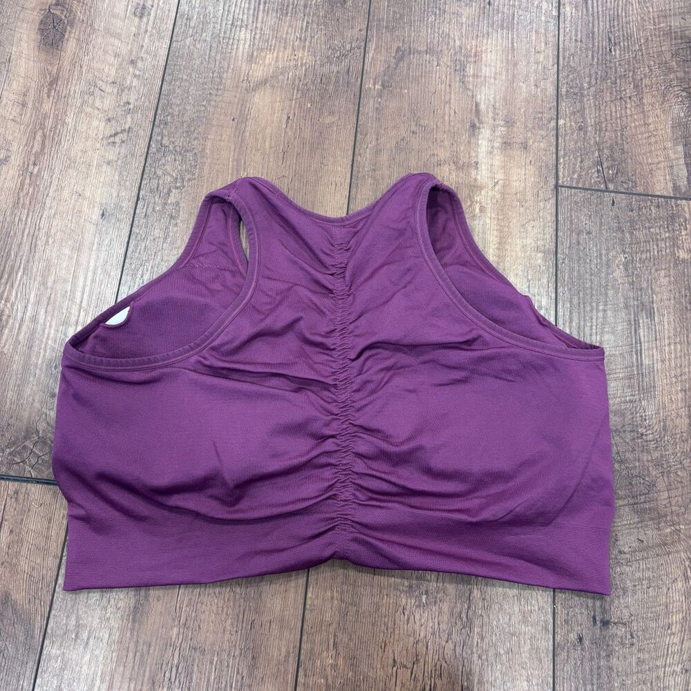 Puma Womens Size 1X Ruched Purple Sports Bra Padded Athletic Running Gym Workout - Picture 4 of 7
